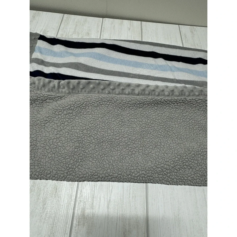 Carters Child Of Mine Grey Blue White Striped Puppy Dog Truck Baby Blanket plush